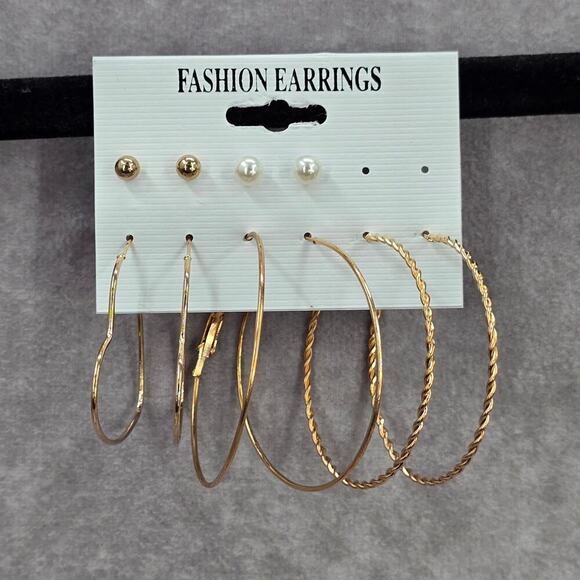 Gold Pearl Hoop Stud Swirl Heart Dangle Fashion Jewelry Earrings NWT JB2-24 - Picture 1 of 4